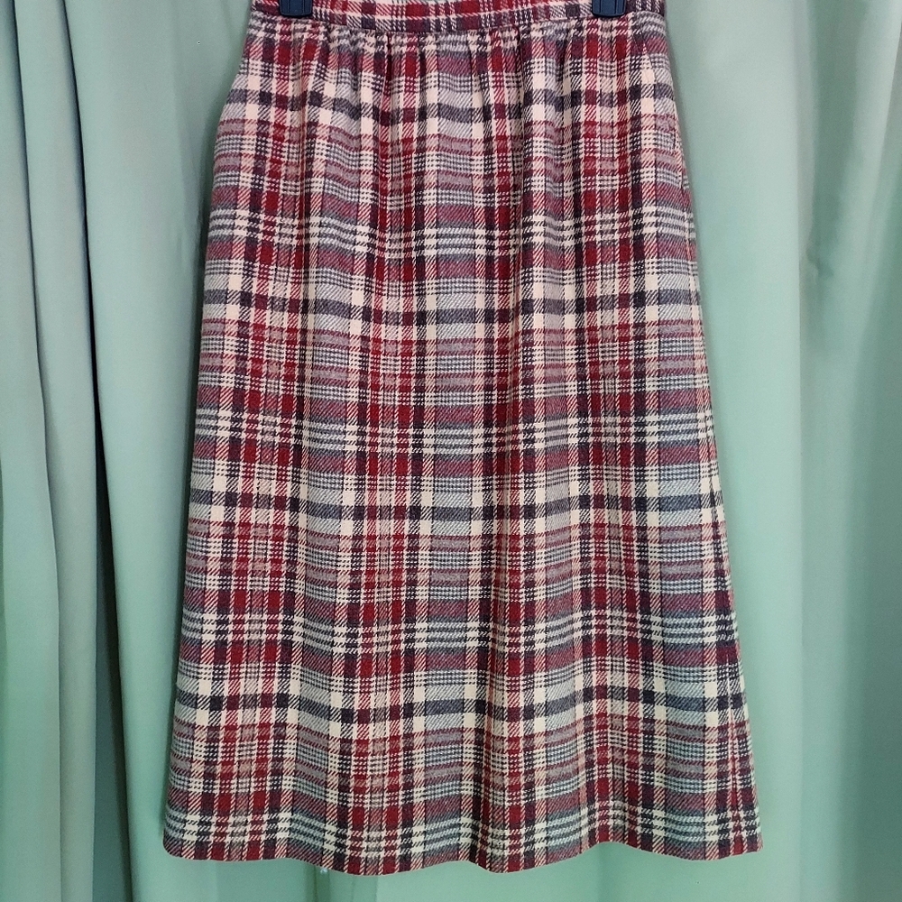 Vintage Plaid High-waisted Midi Skirt Suburban Separates by County Miss - Picture 8 of 9